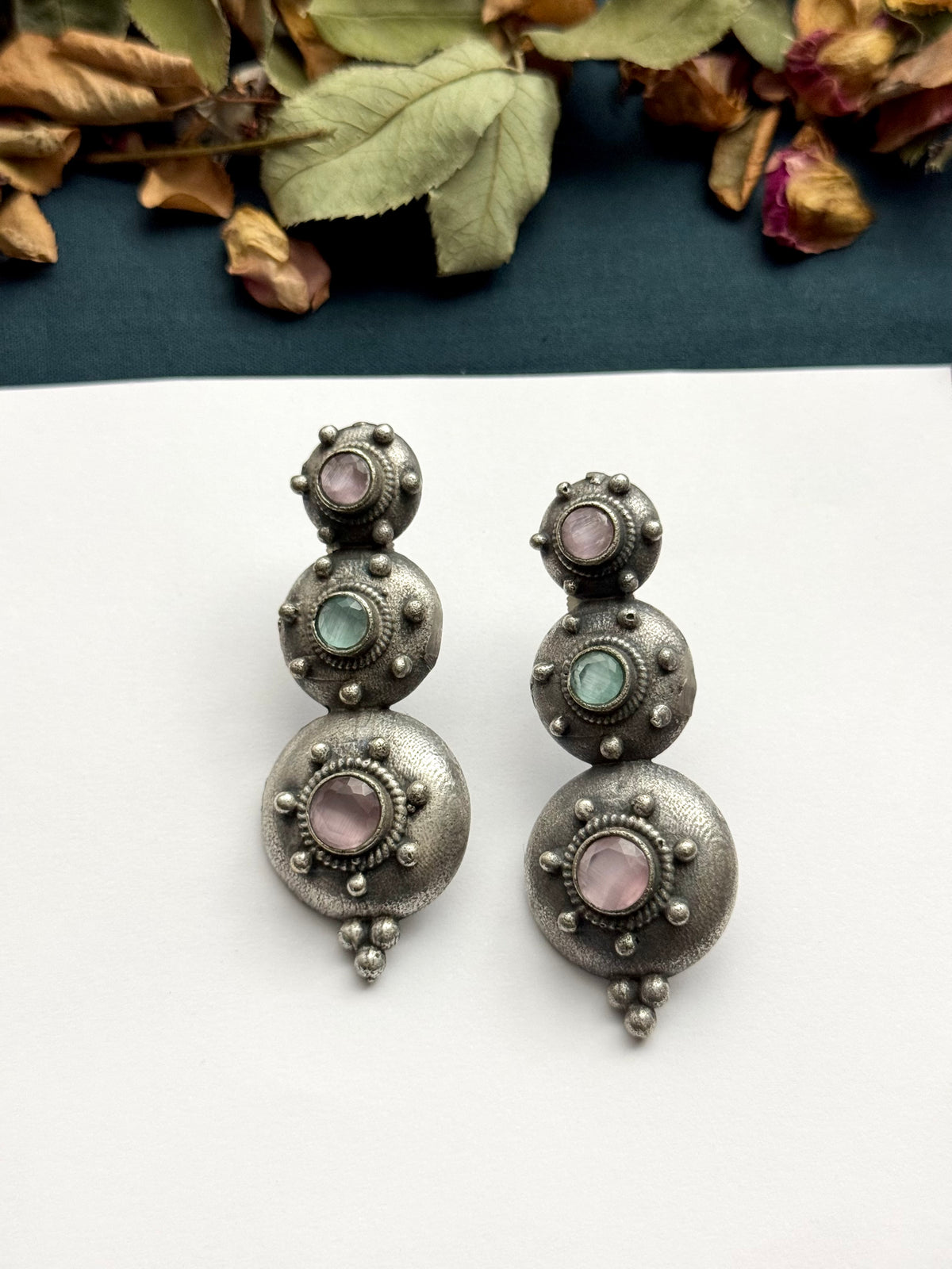 Premium brass made Oxidised Saba Earrings