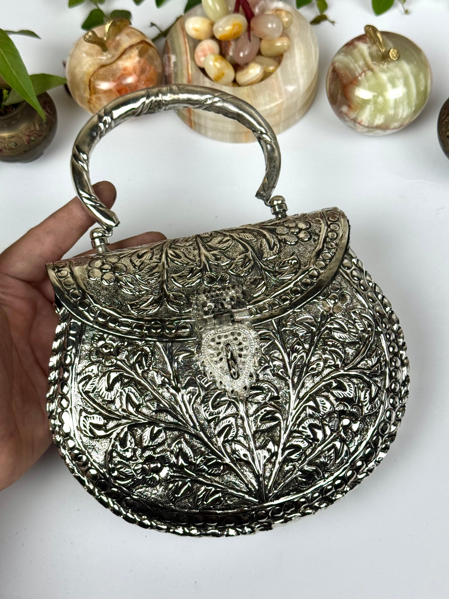 Handmade oxidised Silver Clutch