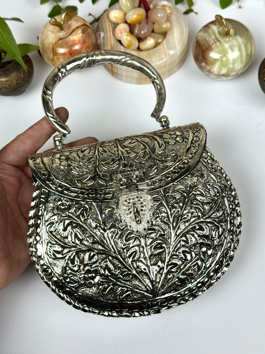 Handmade oxidised Silver Clutch
