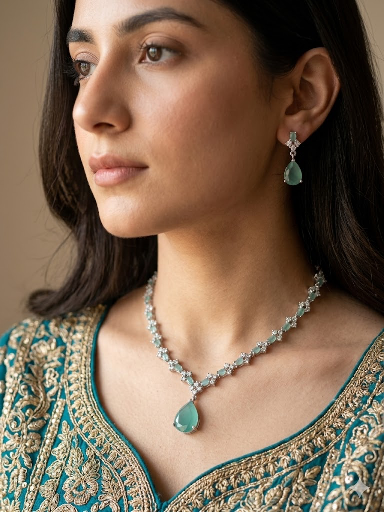 American Diamond 1karat Necklace set