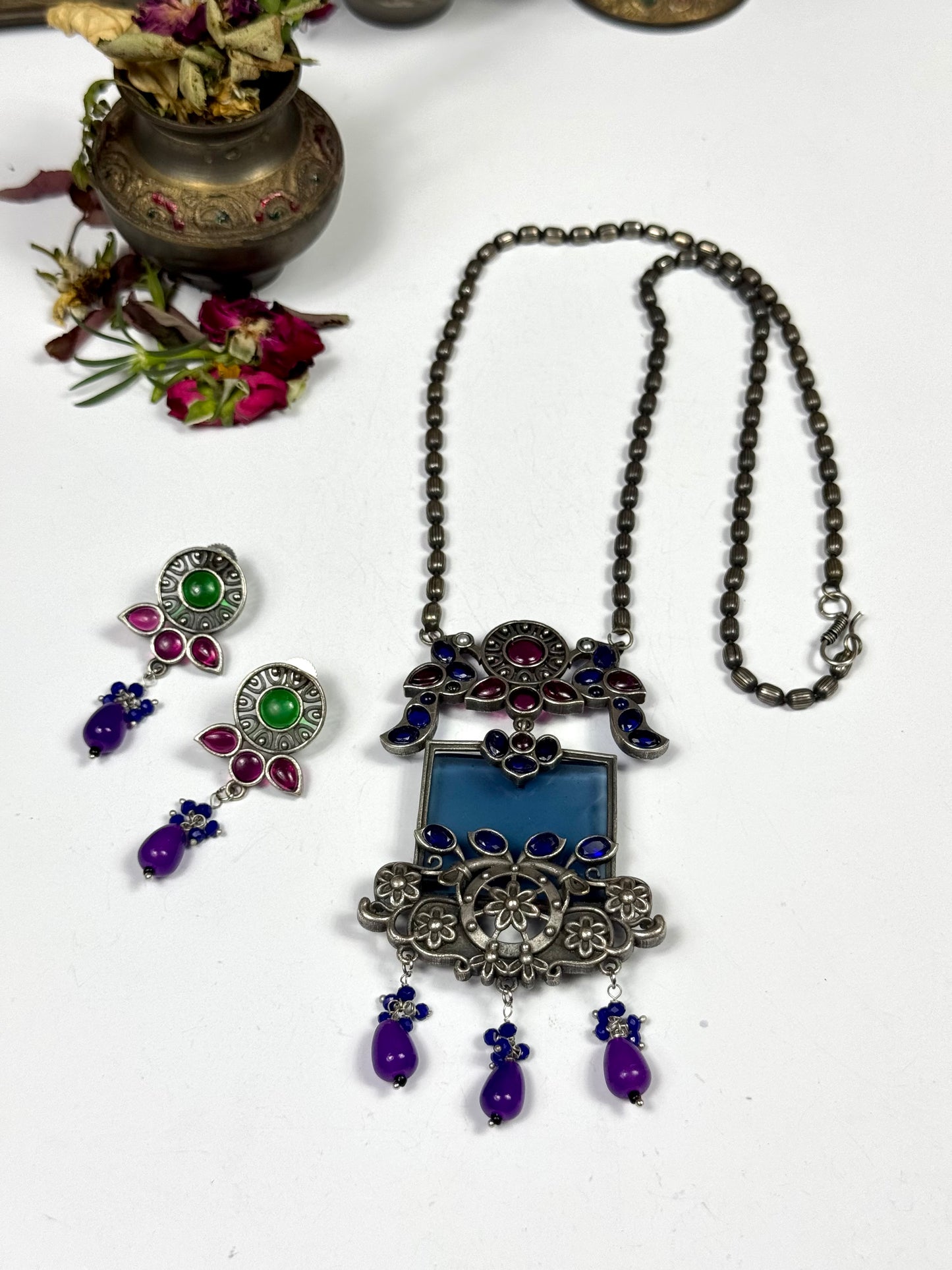 Premium Oxidised Shahi Brass made Mala set