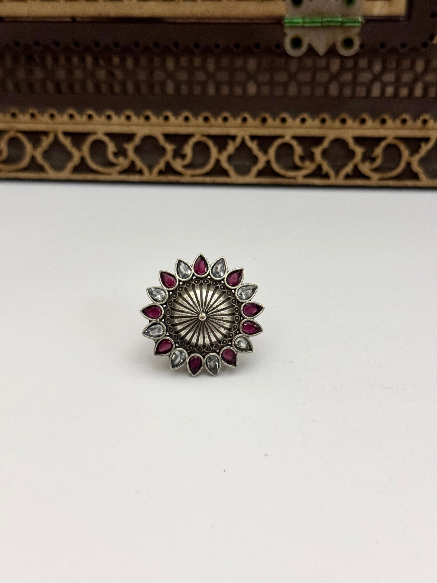 Premium Brass made oxidised Adjustable Ring
