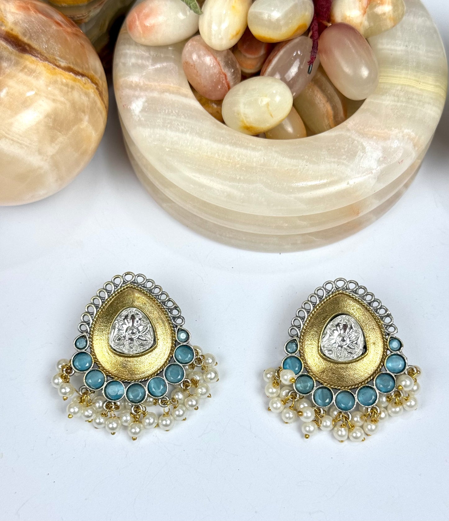 Premium Brass Made Oxidised Dual tone Studs