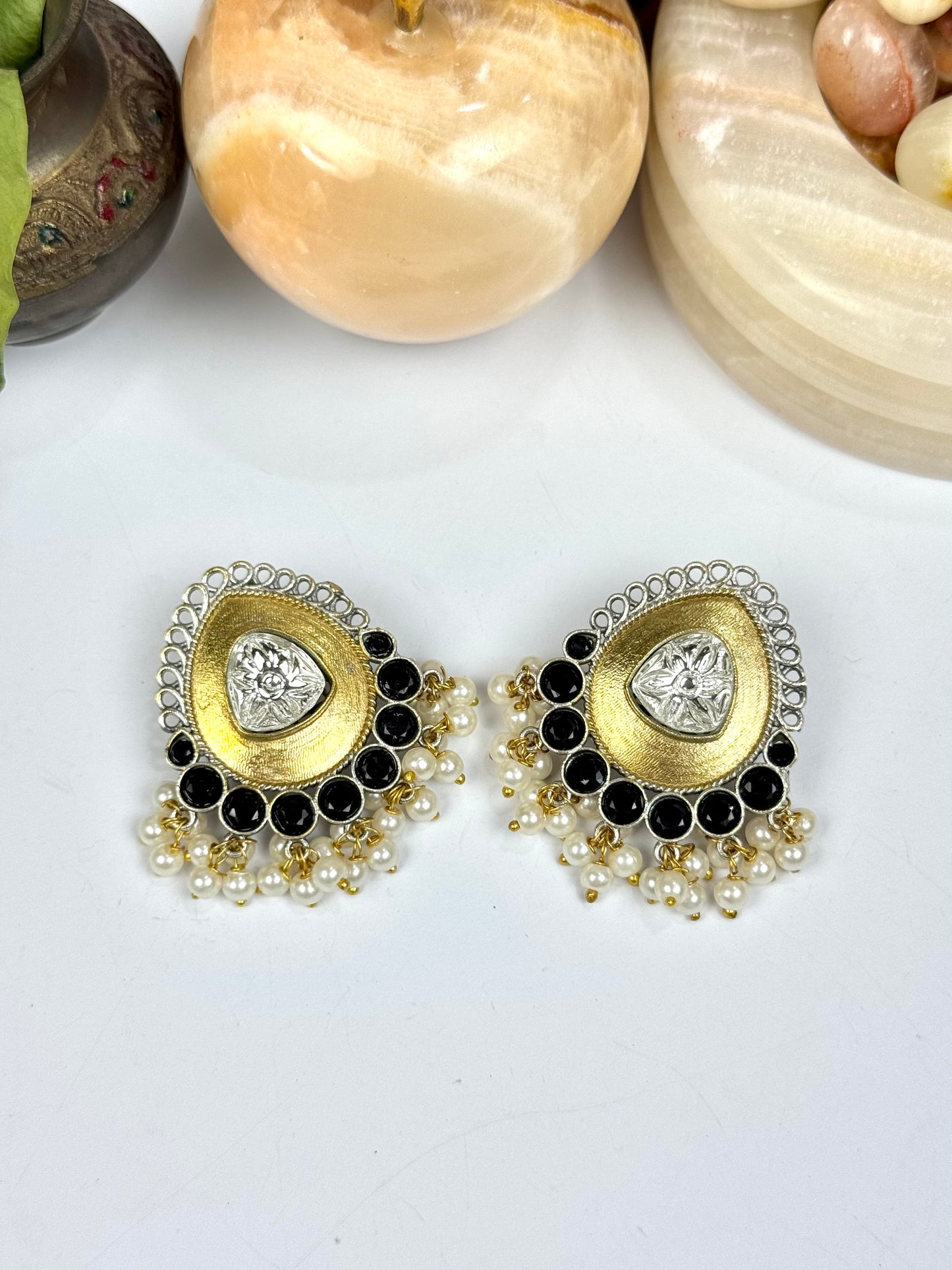 Premium Brass Made Oxidised Dual tone Studs