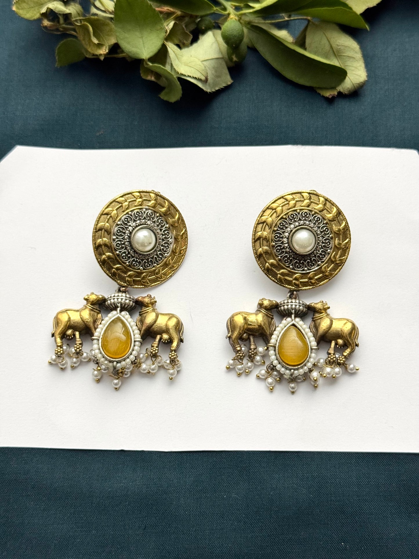 Premium Brass made Dual tone oxidised Earrings