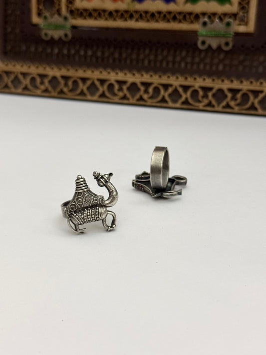 Premium oxidised Brass Made adjustable Ring