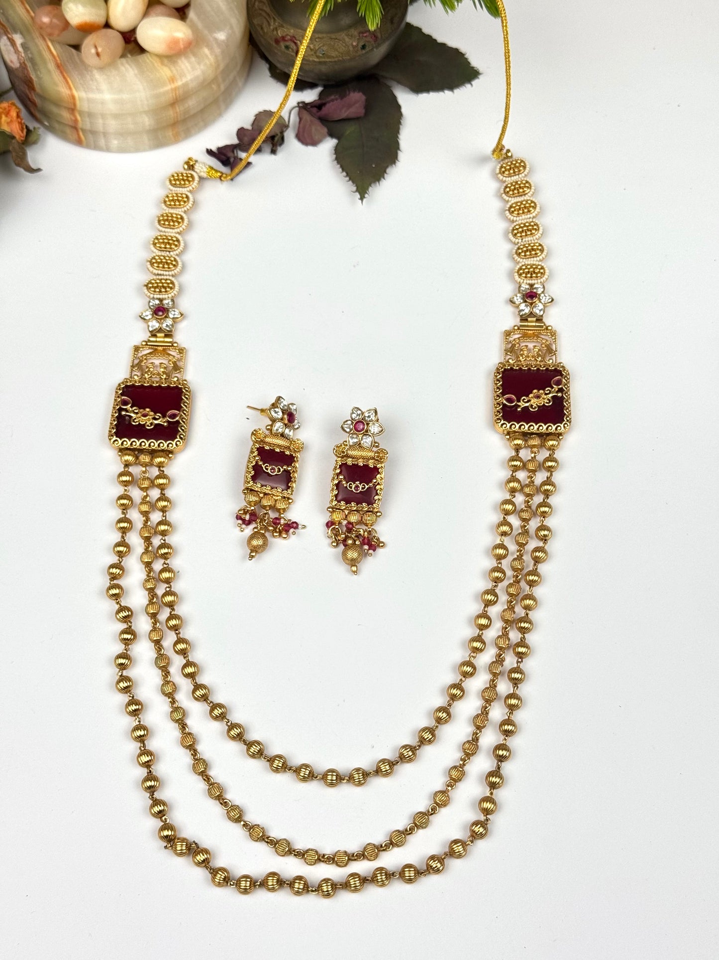 Rajwadi Brass Made Designer Mala set
