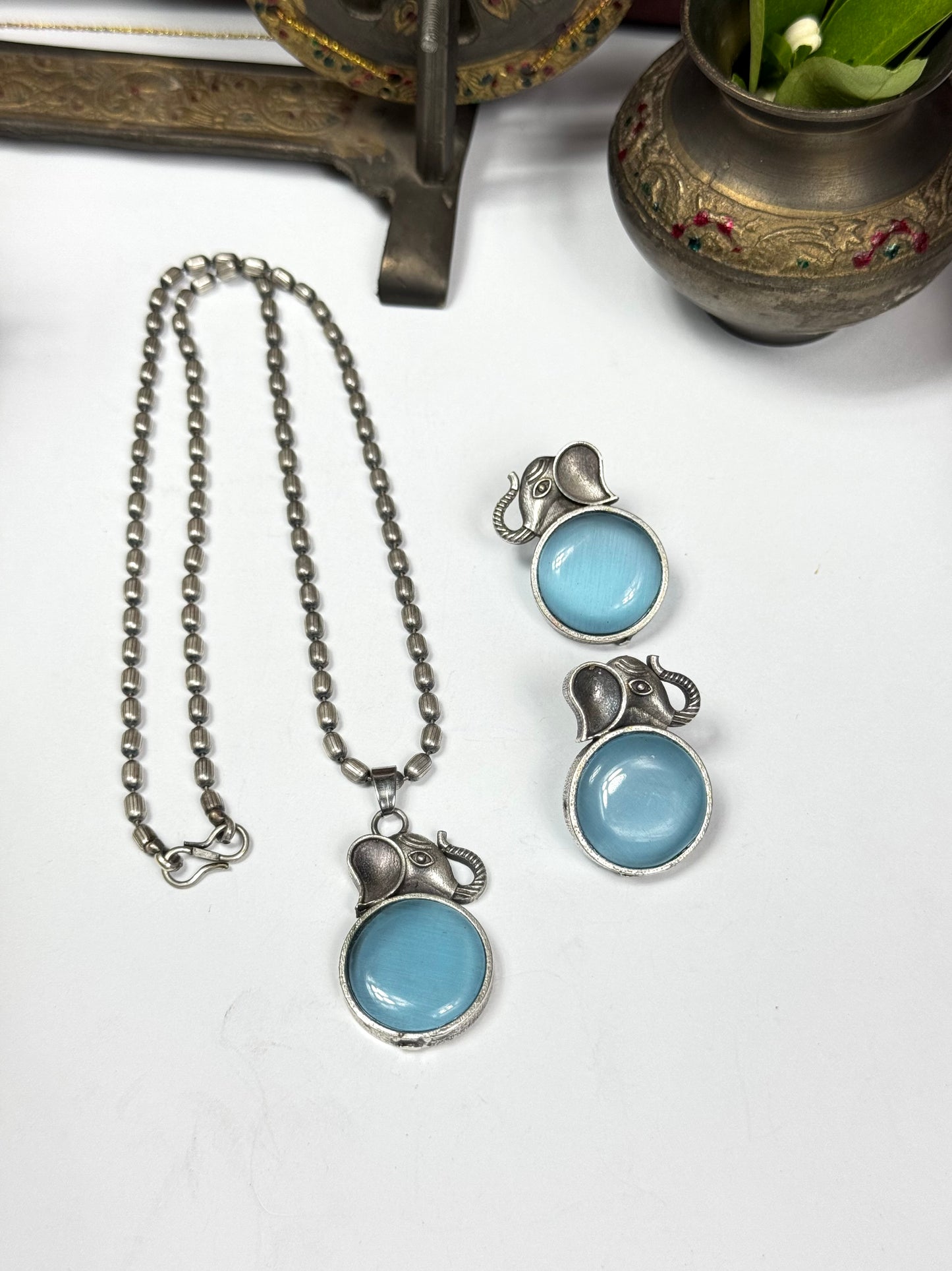 Premium Oxidised Rani Pendant Set