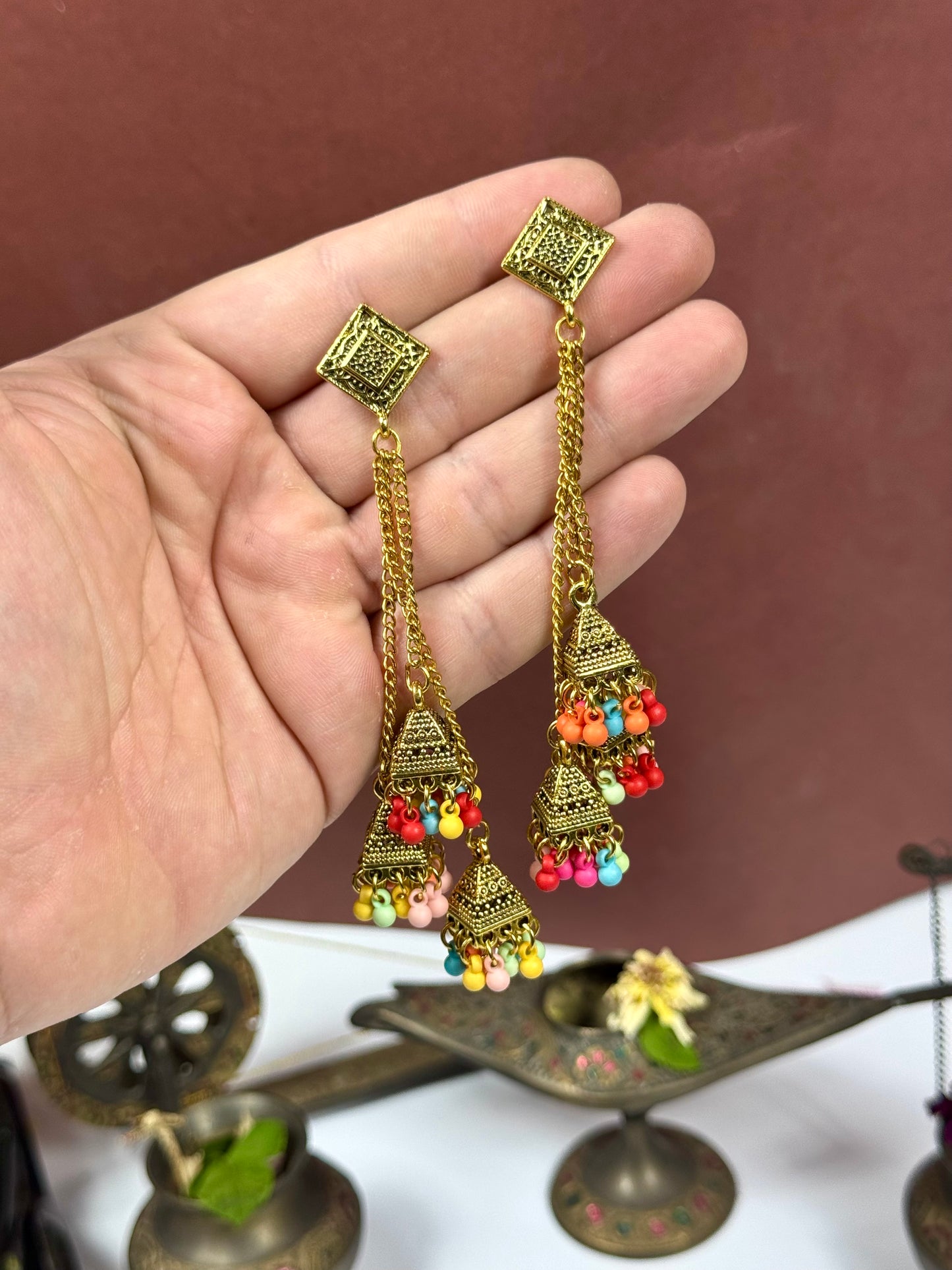 Oxidised Triple Earrings