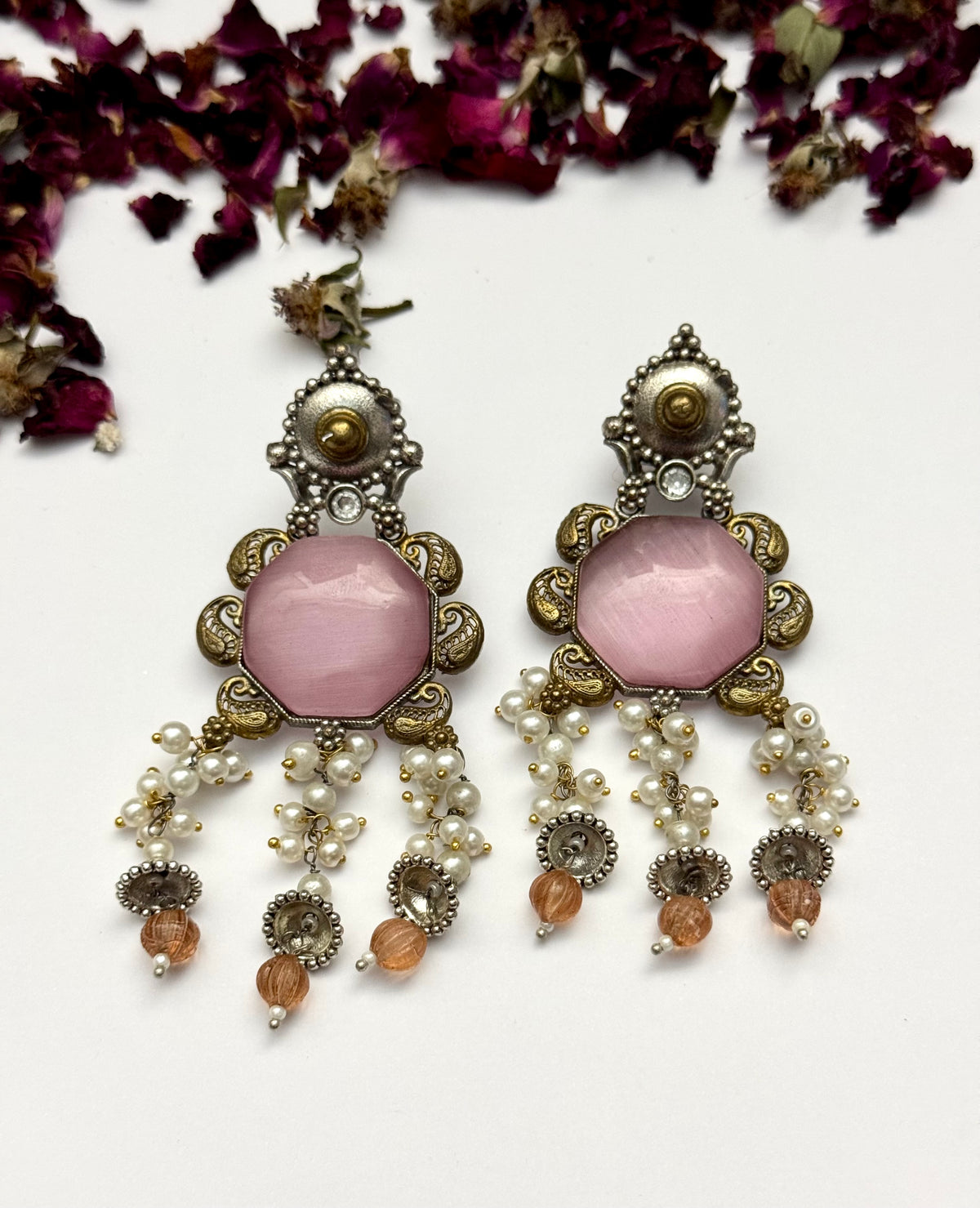 Premium oxidised Brass made Dual tone designer Earrings
