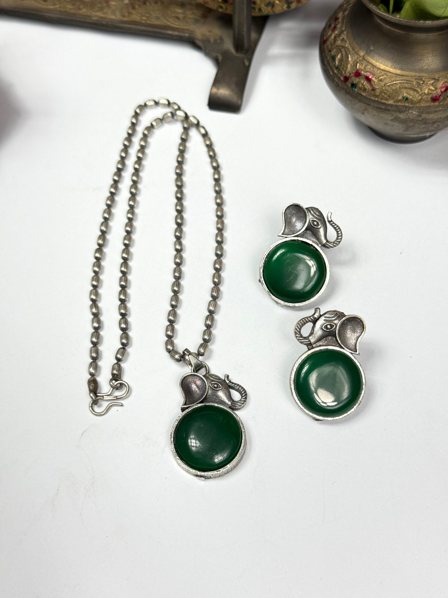 Premium Oxidised Rani Pendant Set