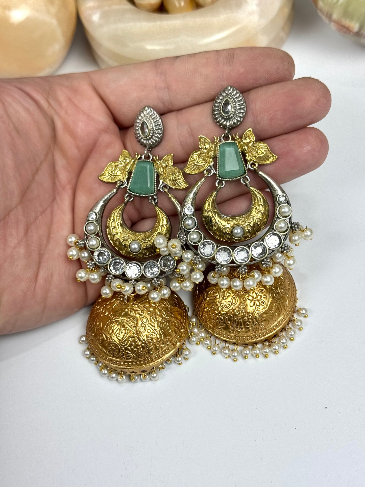Premium Brass made oxidised Jhumkas