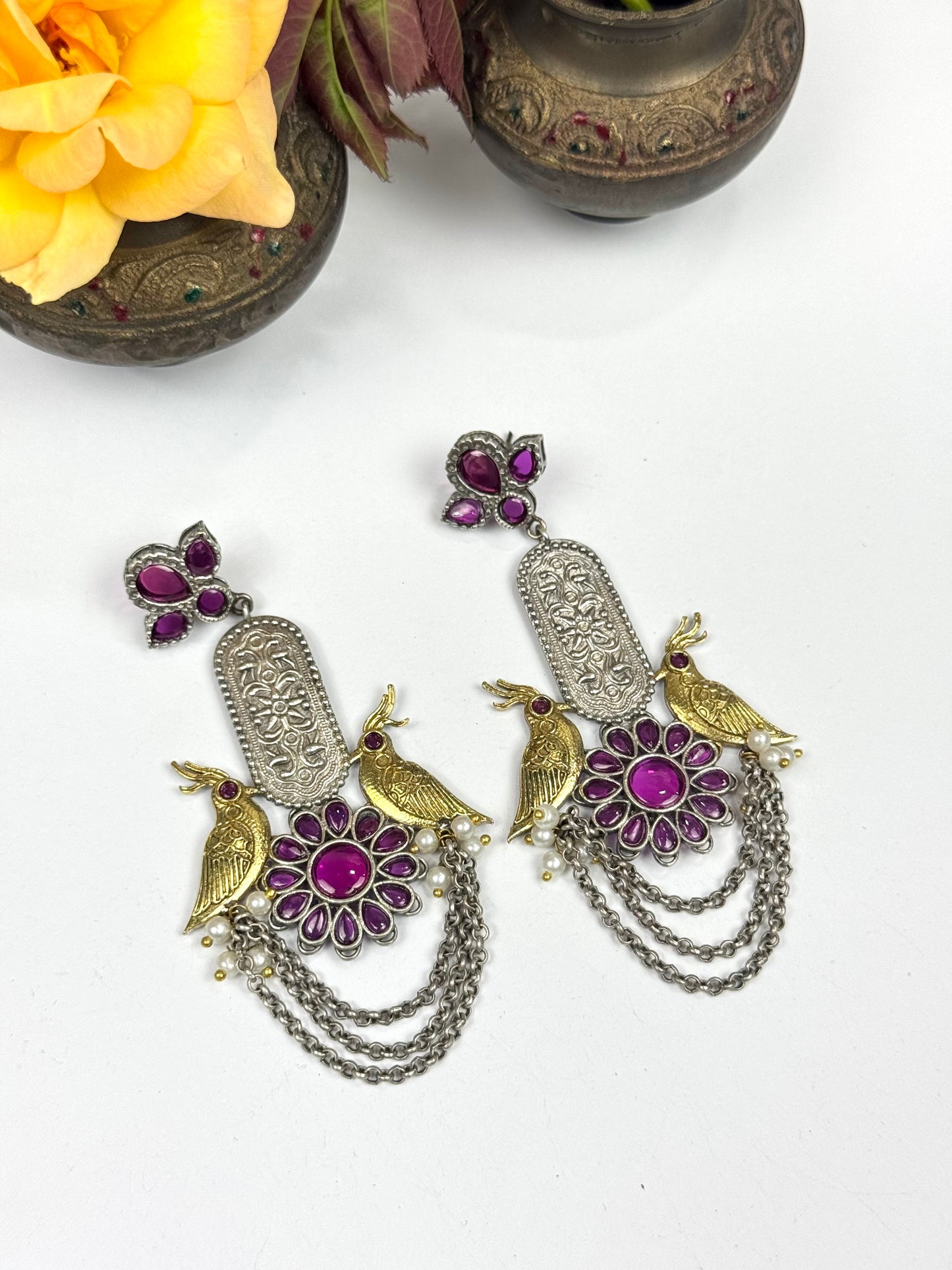 Premium oxidised Brass Made Designer Earrings