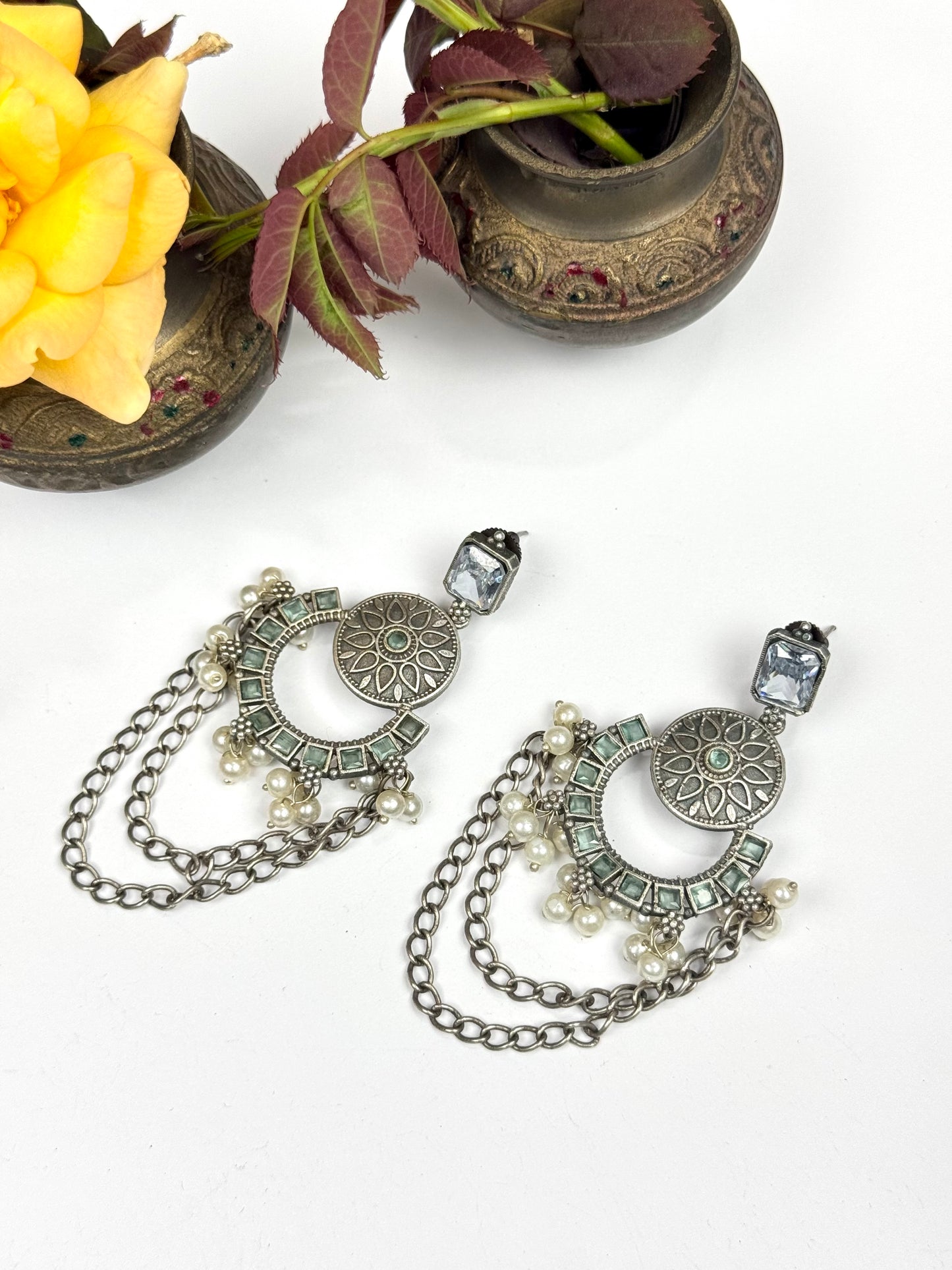 Premium Oxidised Brass Made Earrings