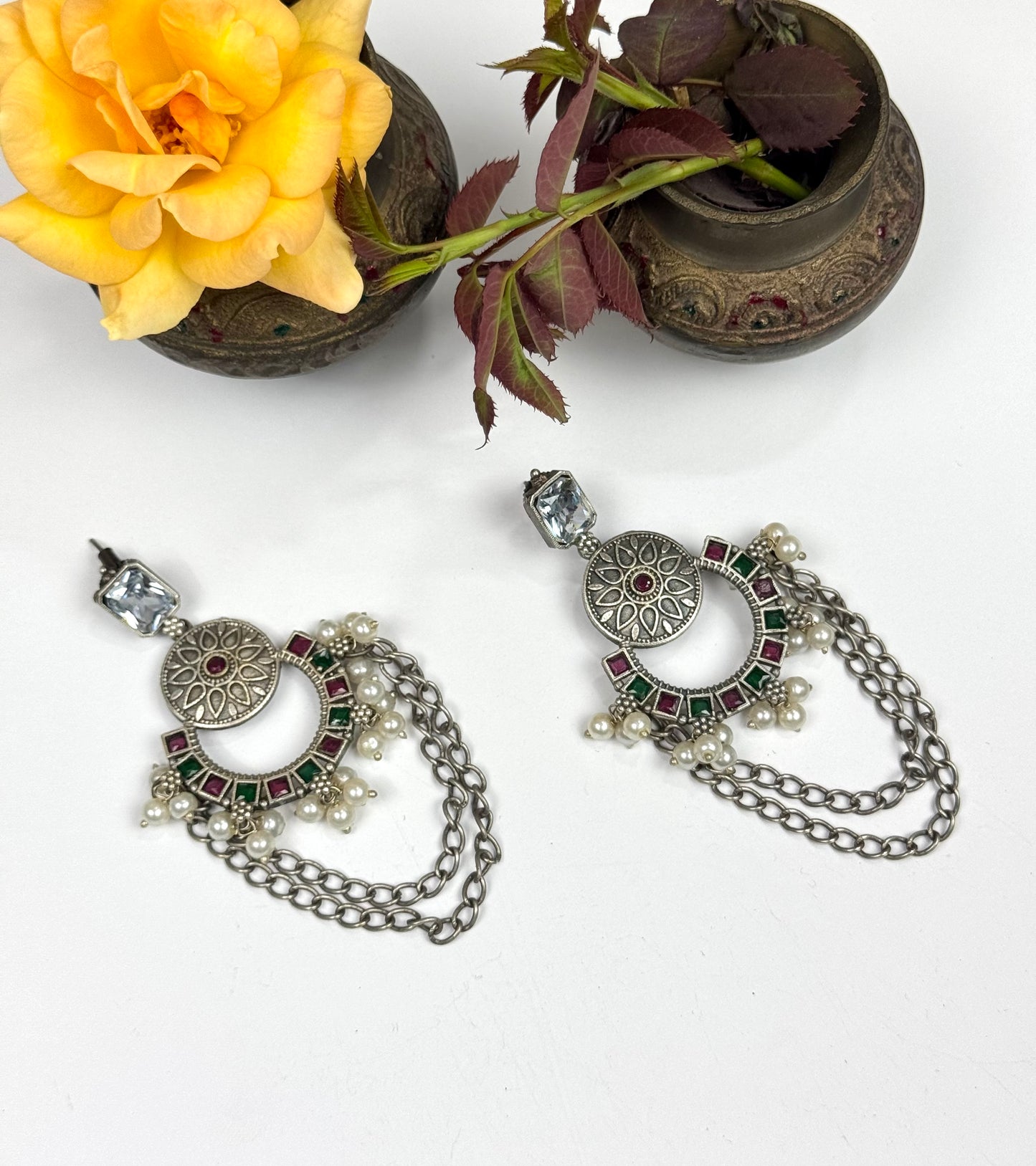 Premium Oxidised Brass Made Earrings