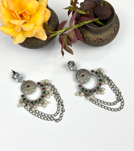 Premium Oxidised Brass Made Earrings