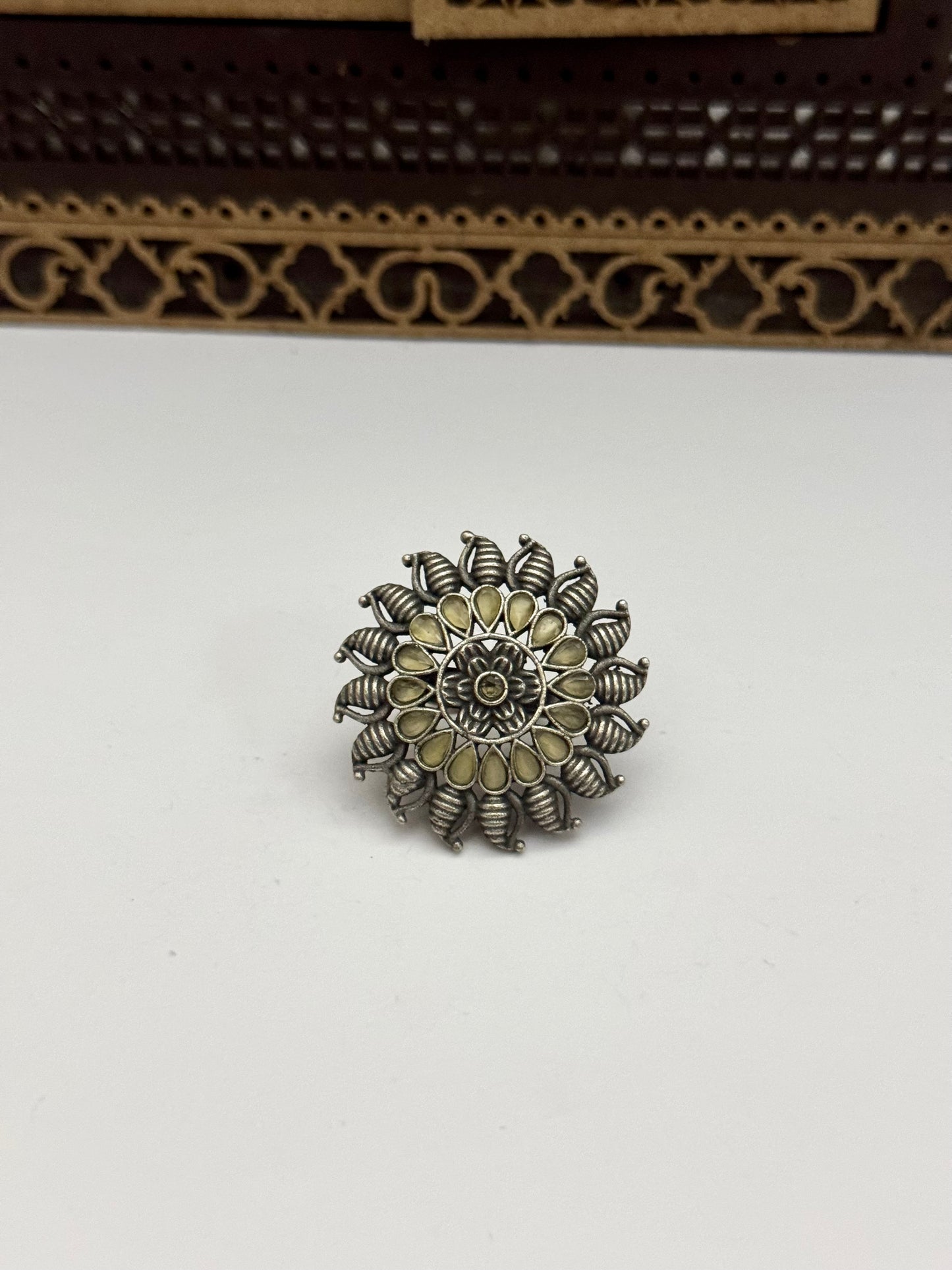 Premium Brass made oxidised Adjustable Ring