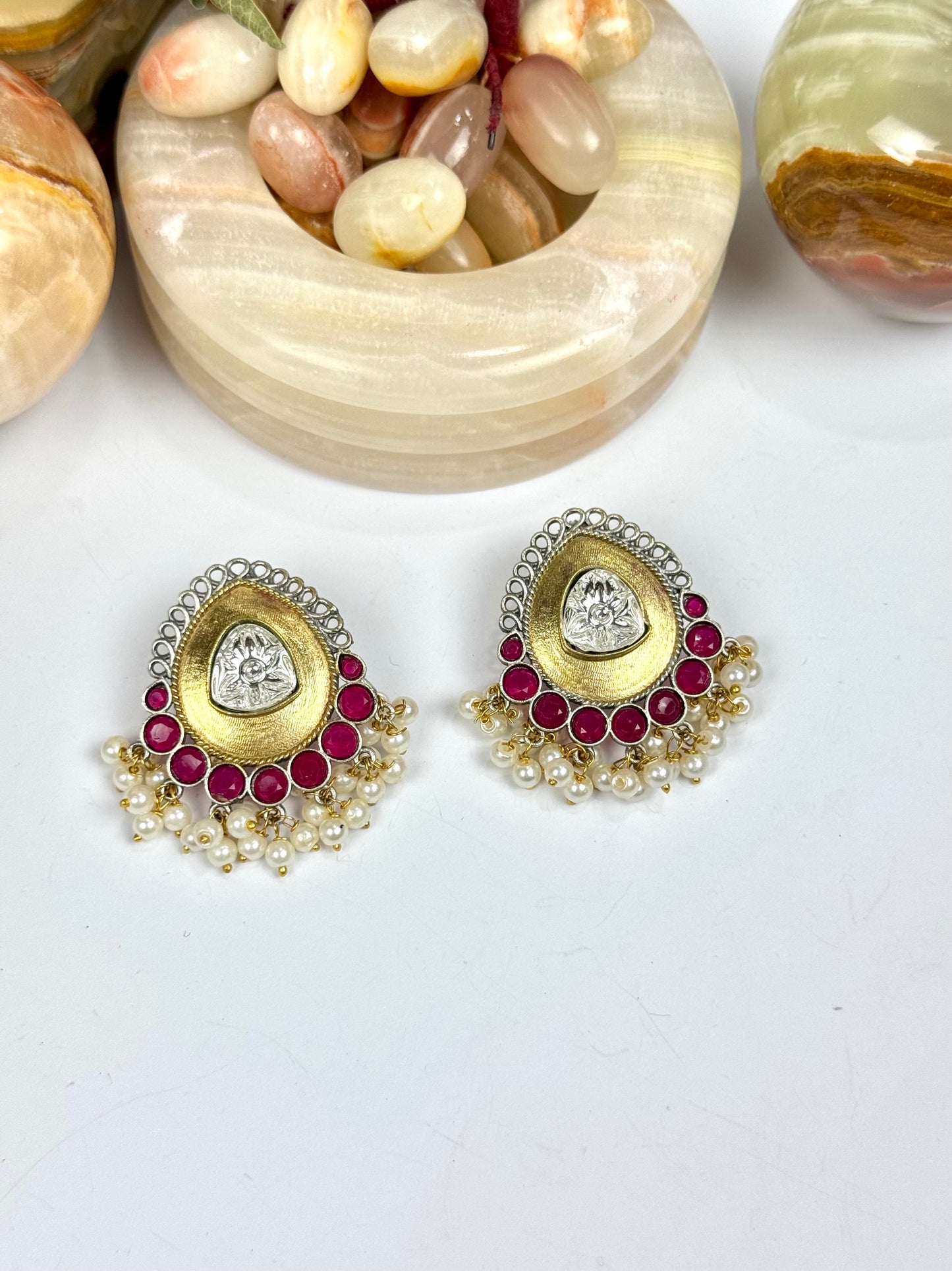 Premium Brass Made Oxidised Dual tone Studs