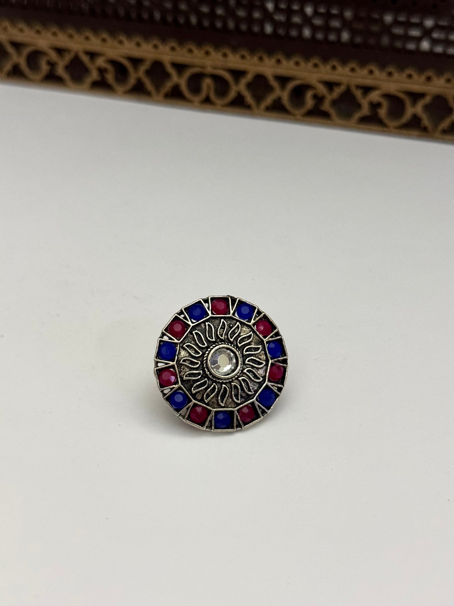 Premium Brass made oxidised Adjustable Ring