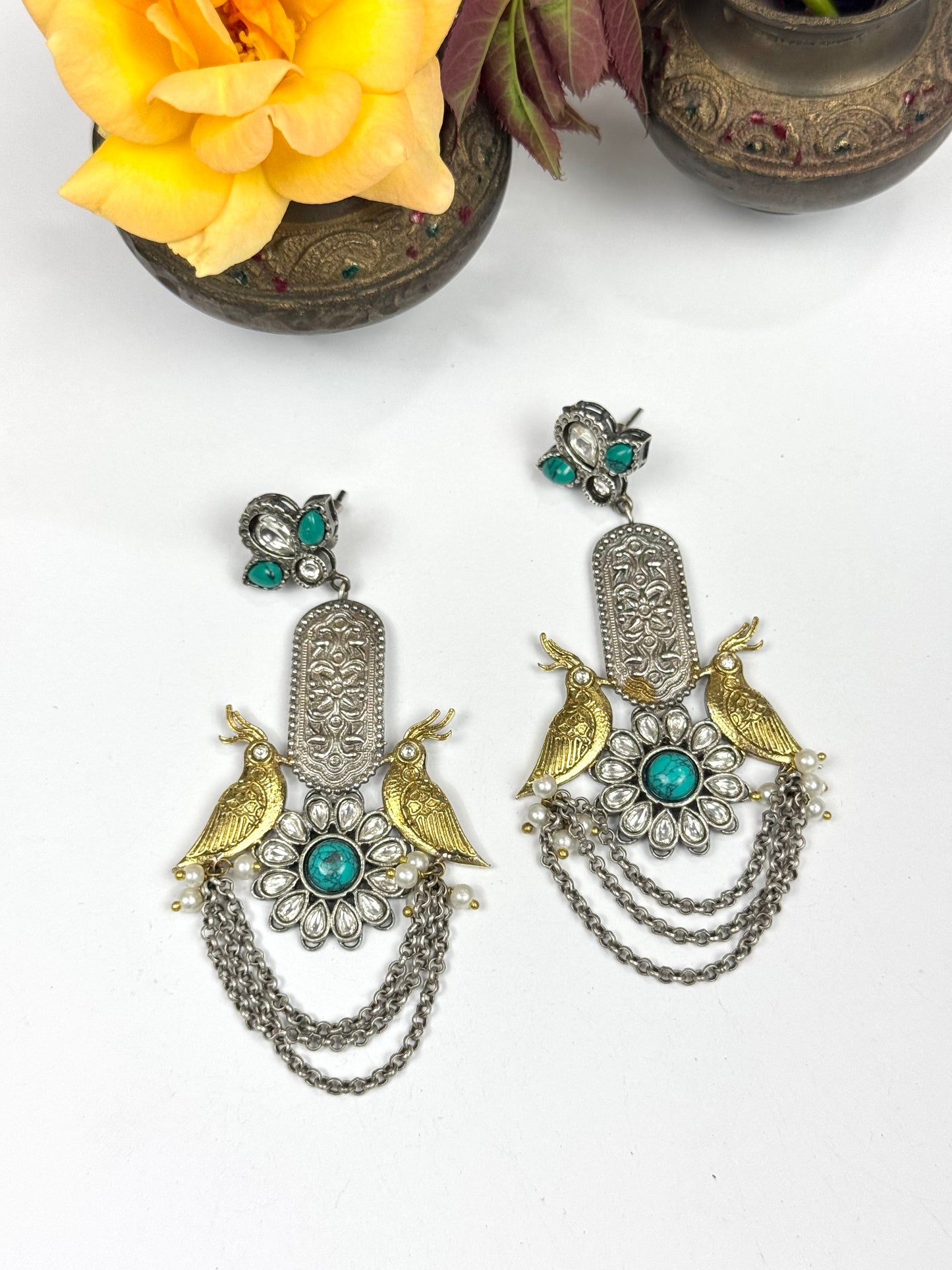 Premium oxidised Brass Made Designer Earrings