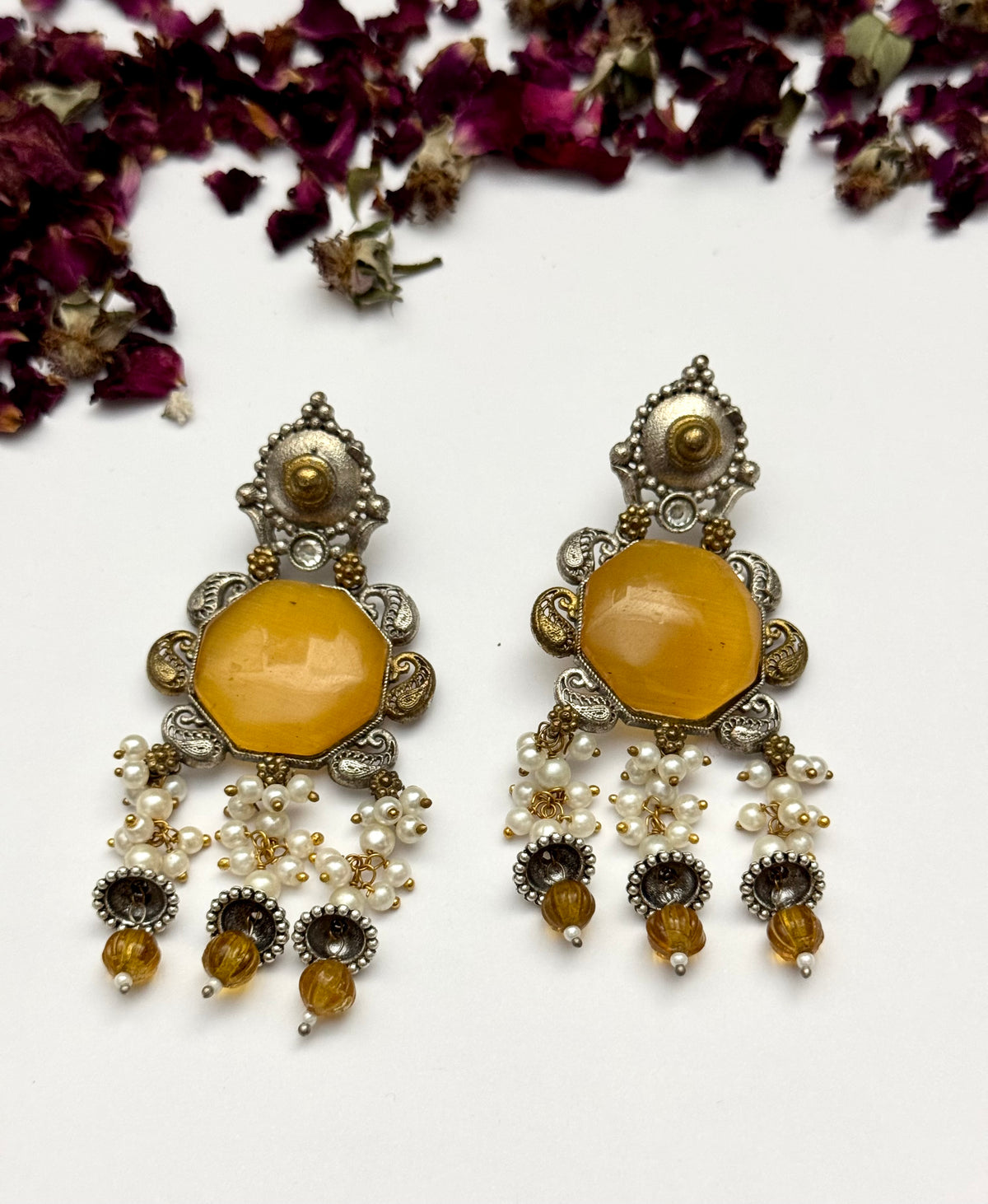 Premium oxidised Brass made Dual tone designer Earrings