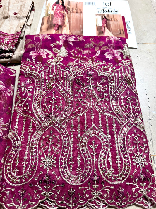 Libas-e-Shireen original Tawakal 3pcs embroidered khadder suit