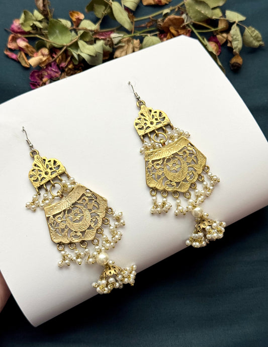 Boho Tribal Statement Jhumka Earrings | Antique Finish Ethnic Drop Earrings for Women