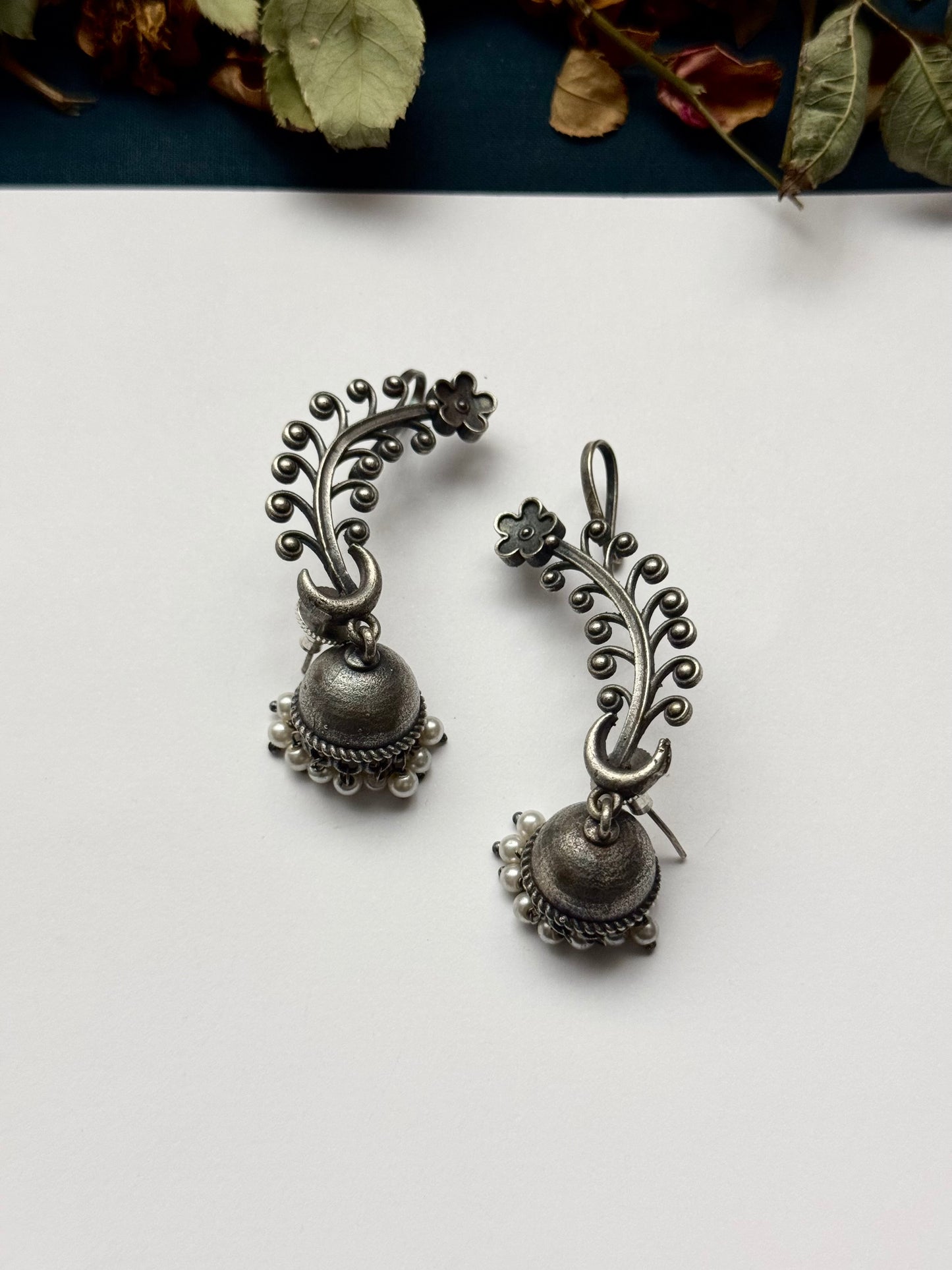 Premium Brass made oxidised Kanwal jhumka