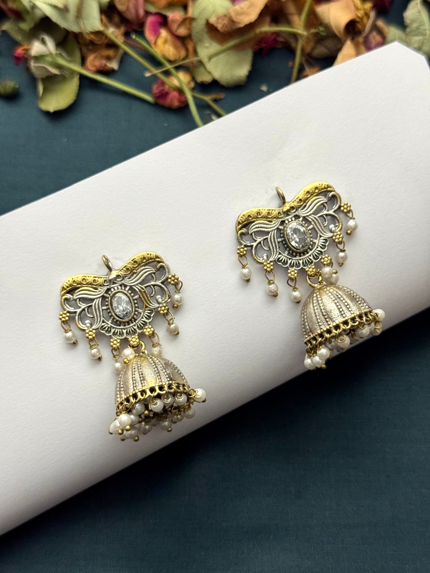 Premium Dual tone Oxidised Brass Made jhumka