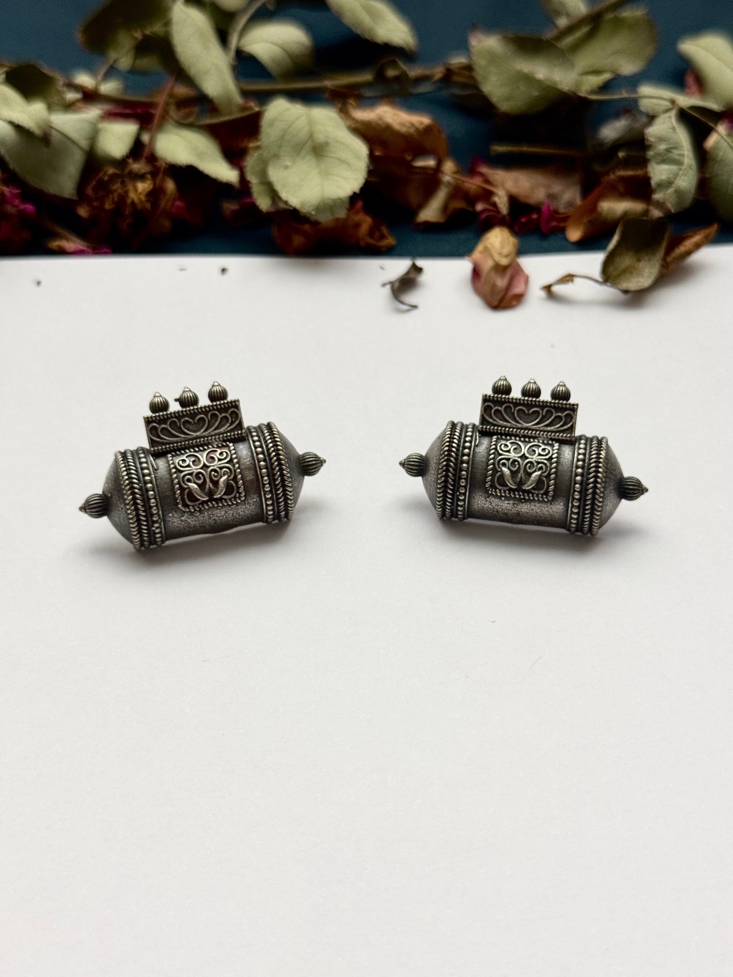 Premium Brass made Oxidised Dholki Earrings