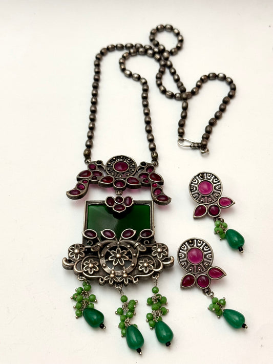 Premium Oxidised Khushi Brass made set
