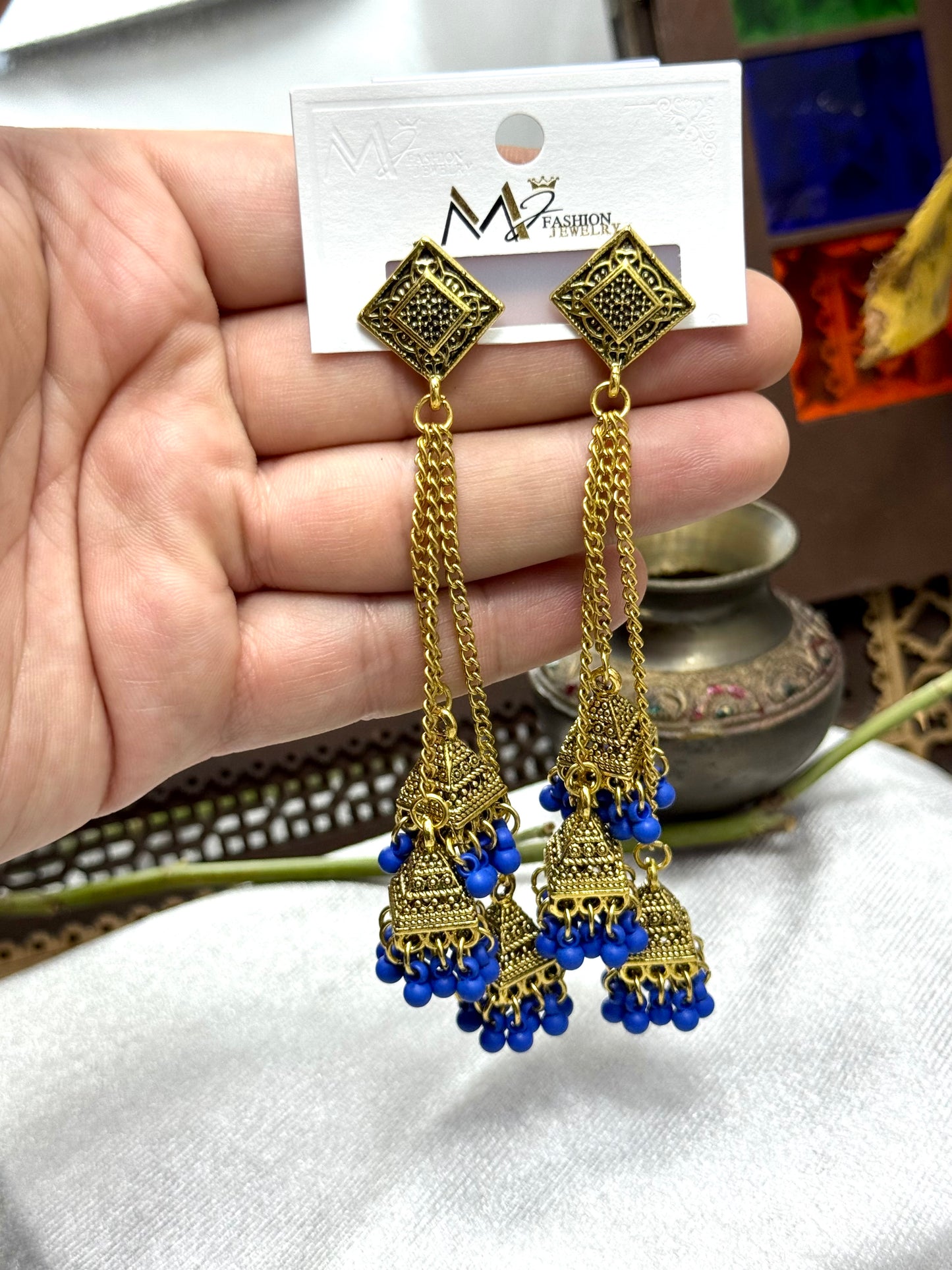 Oxidised Triple Earrings