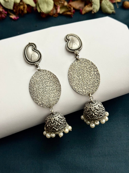 Premium Brass made Oxidised Eshal Jhumka