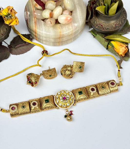 Rajwadi Brass Made Designer Baliye Choker Set