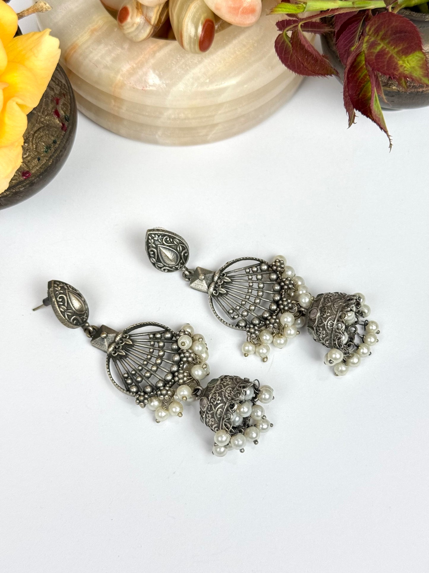 Brass made premium oxidised Jhumkas