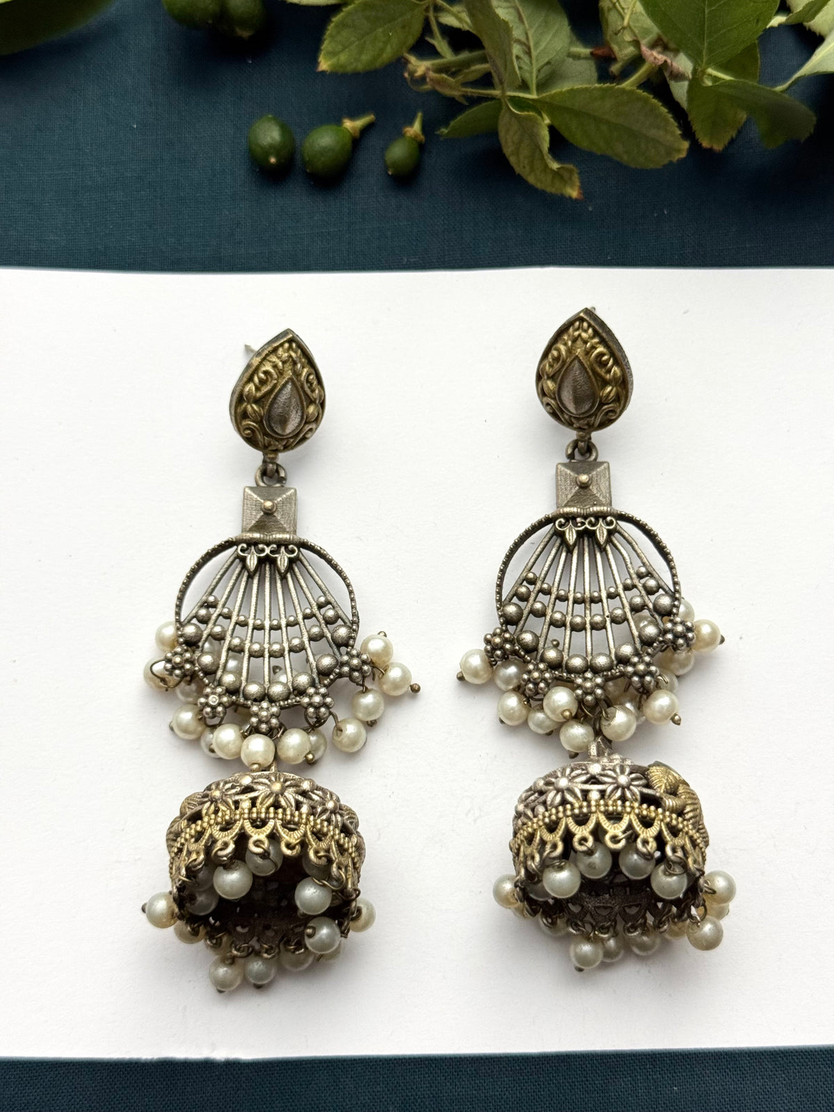 Brass made premium Oxidised Earrings