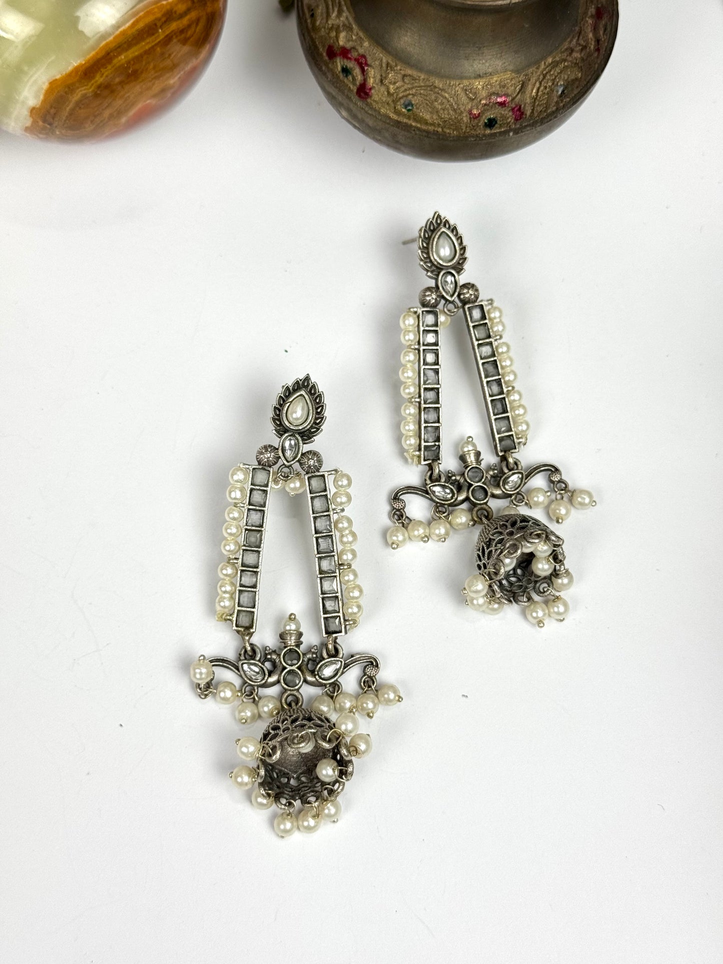 Premium Brass Made Oxidised Jhumka