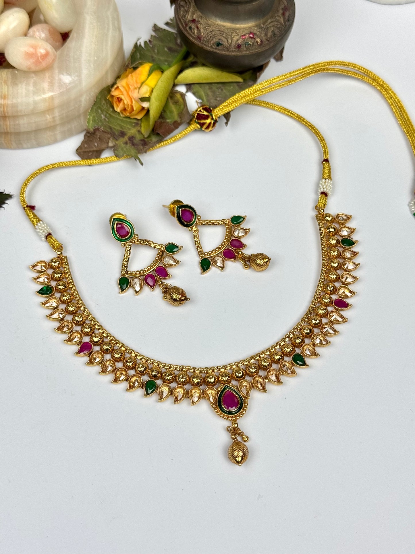 Rajwadi Brass Made Necklace set