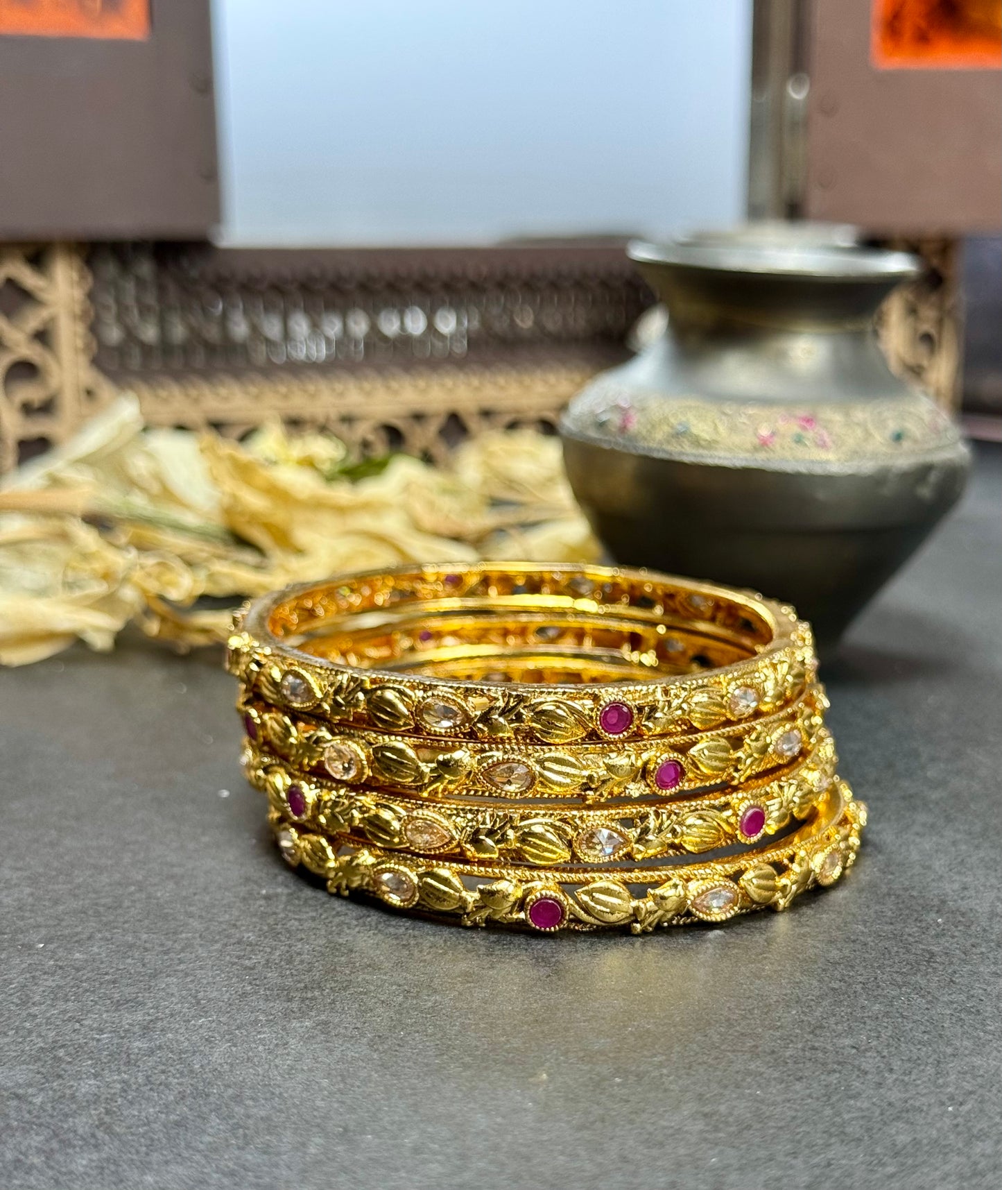 Rajwadi Brass made Bangles set