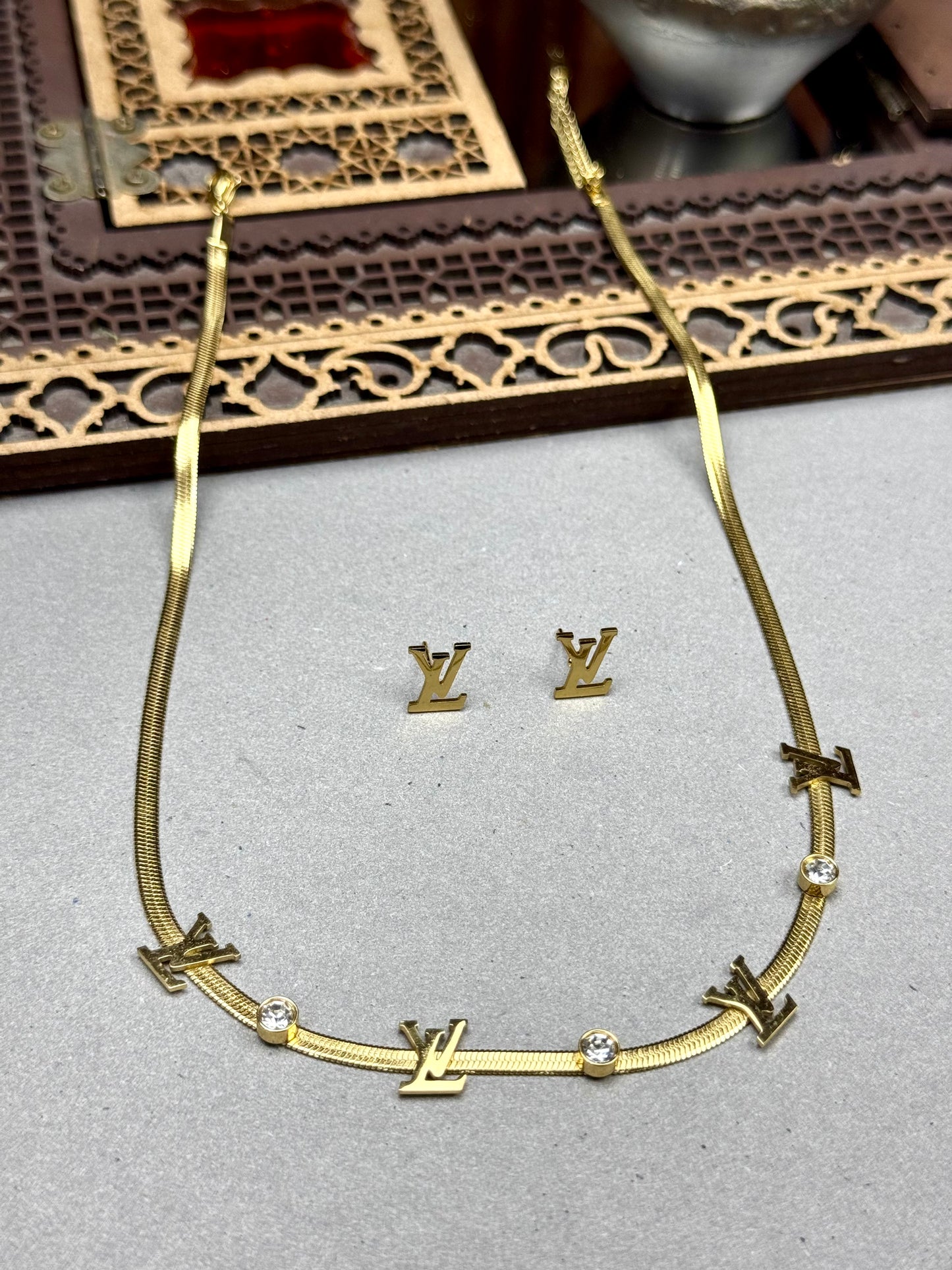 Stainless steel long Necklace set