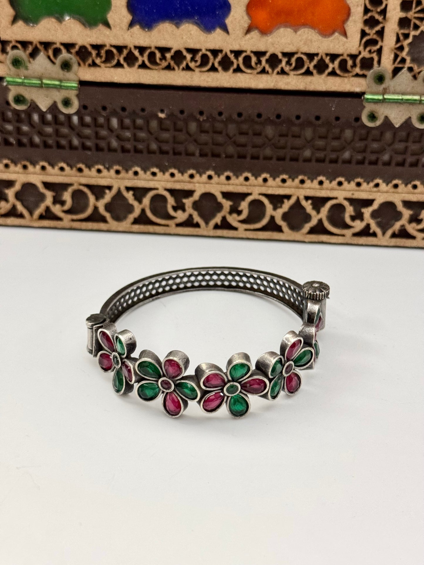 Premium brass made openable oxidised Bangle ( size 2.6 standard)