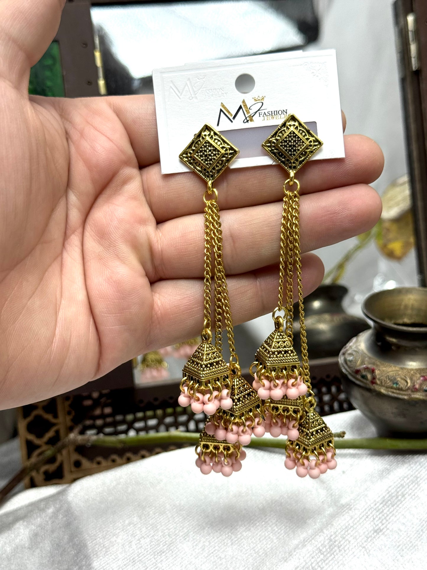 Oxidised Triple Earrings