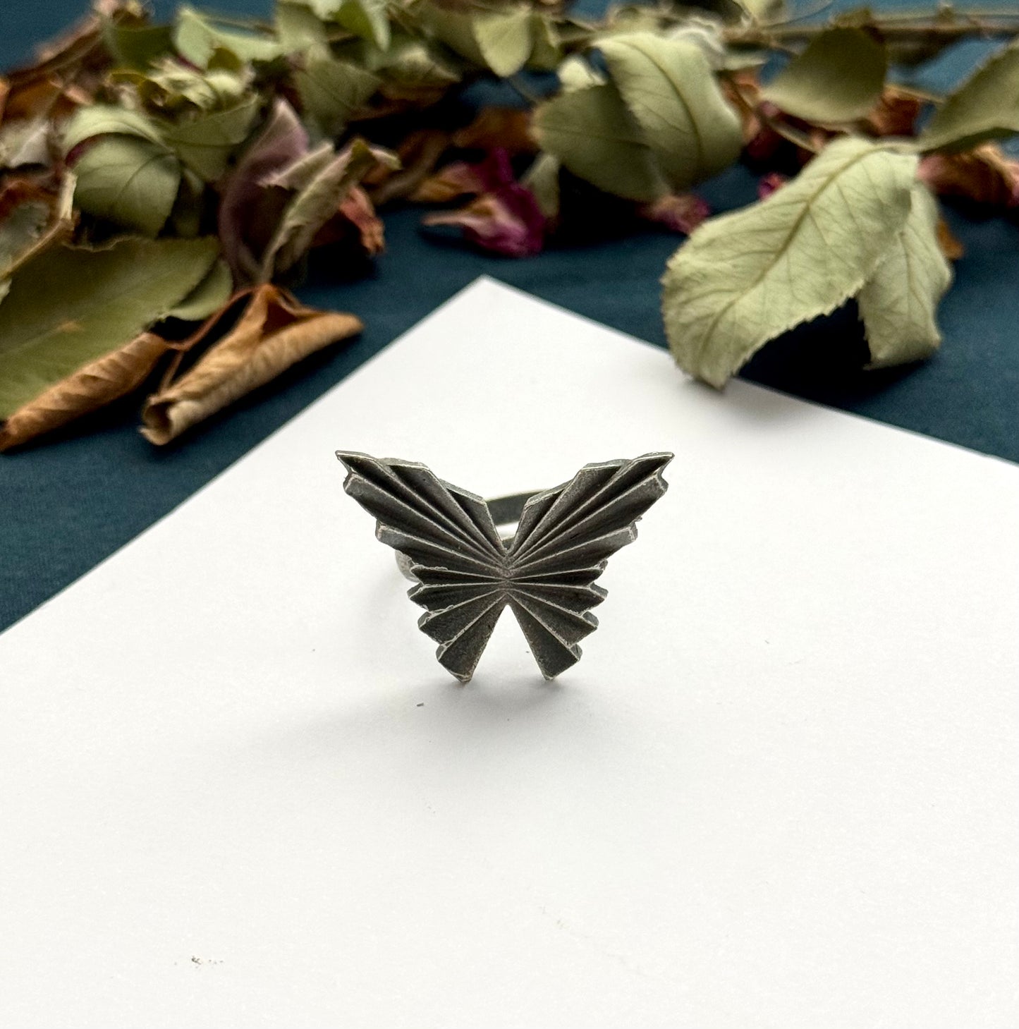 Premium oxidised Brass Made Adjustable Butterfly Ring