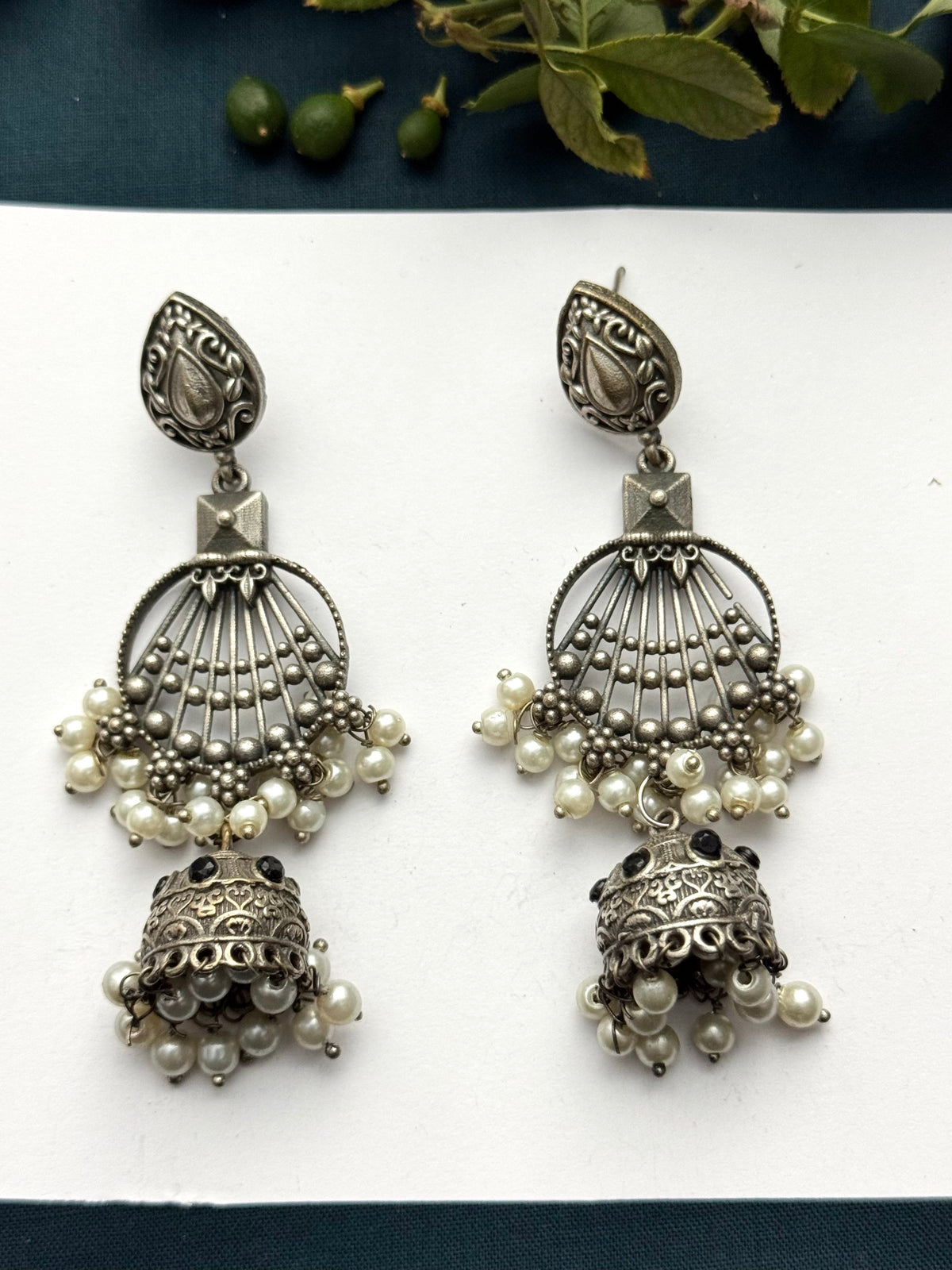 Brass made premium oxidised Jhumkas