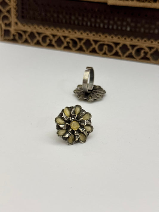 Premium Brass made oxidised Adjustable Ring
