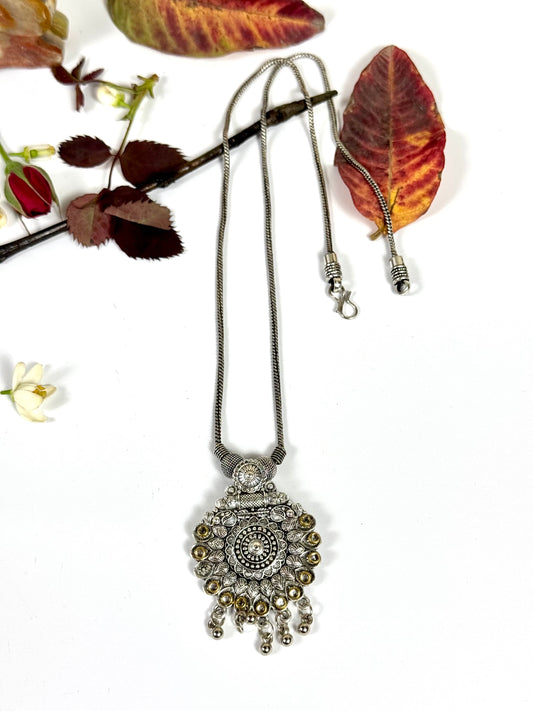 Oxidised Nagina Pendant