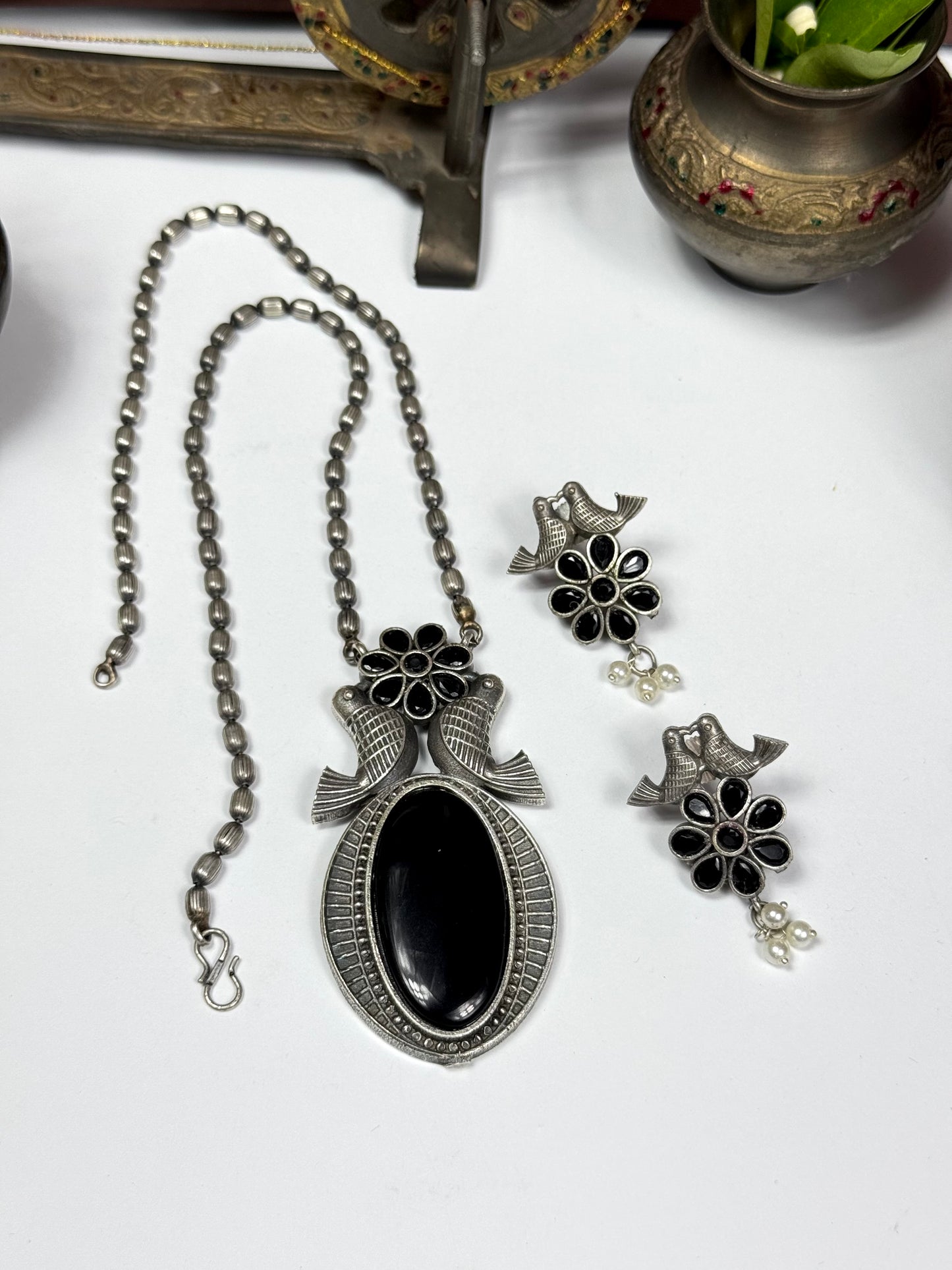 Premium Oxidised Heer Set Brass made