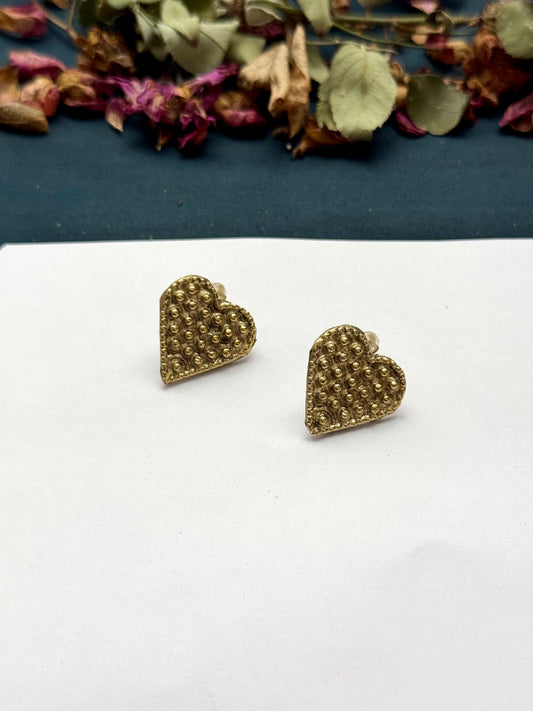 Boho Tribal Statement Heart Earrings | Antique Finish Ethnic Drop Earrings for Women