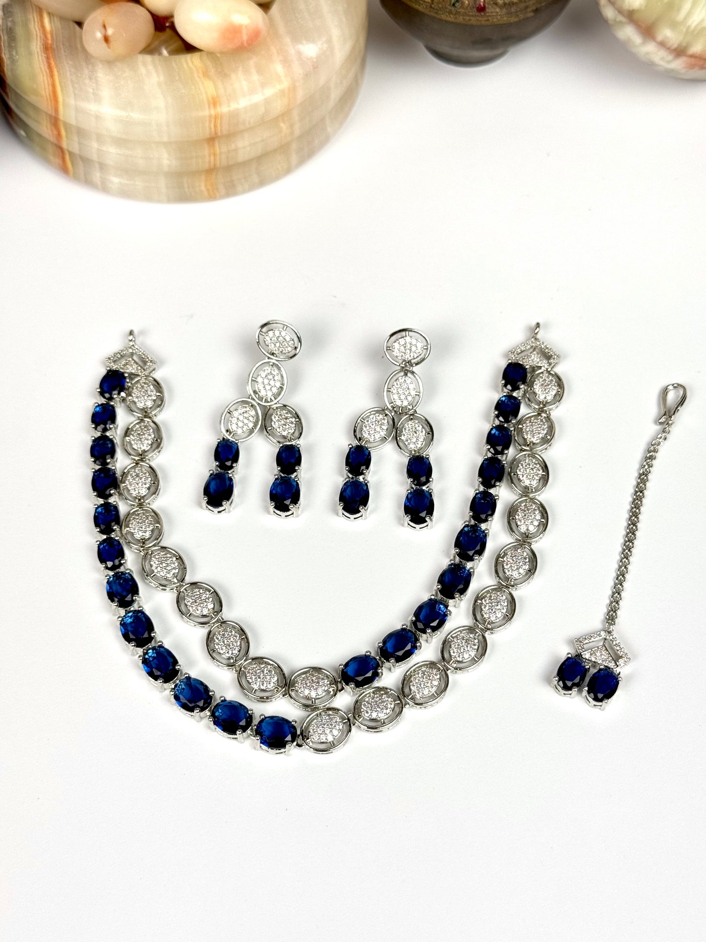 American Diamond 1karat long Necklace set