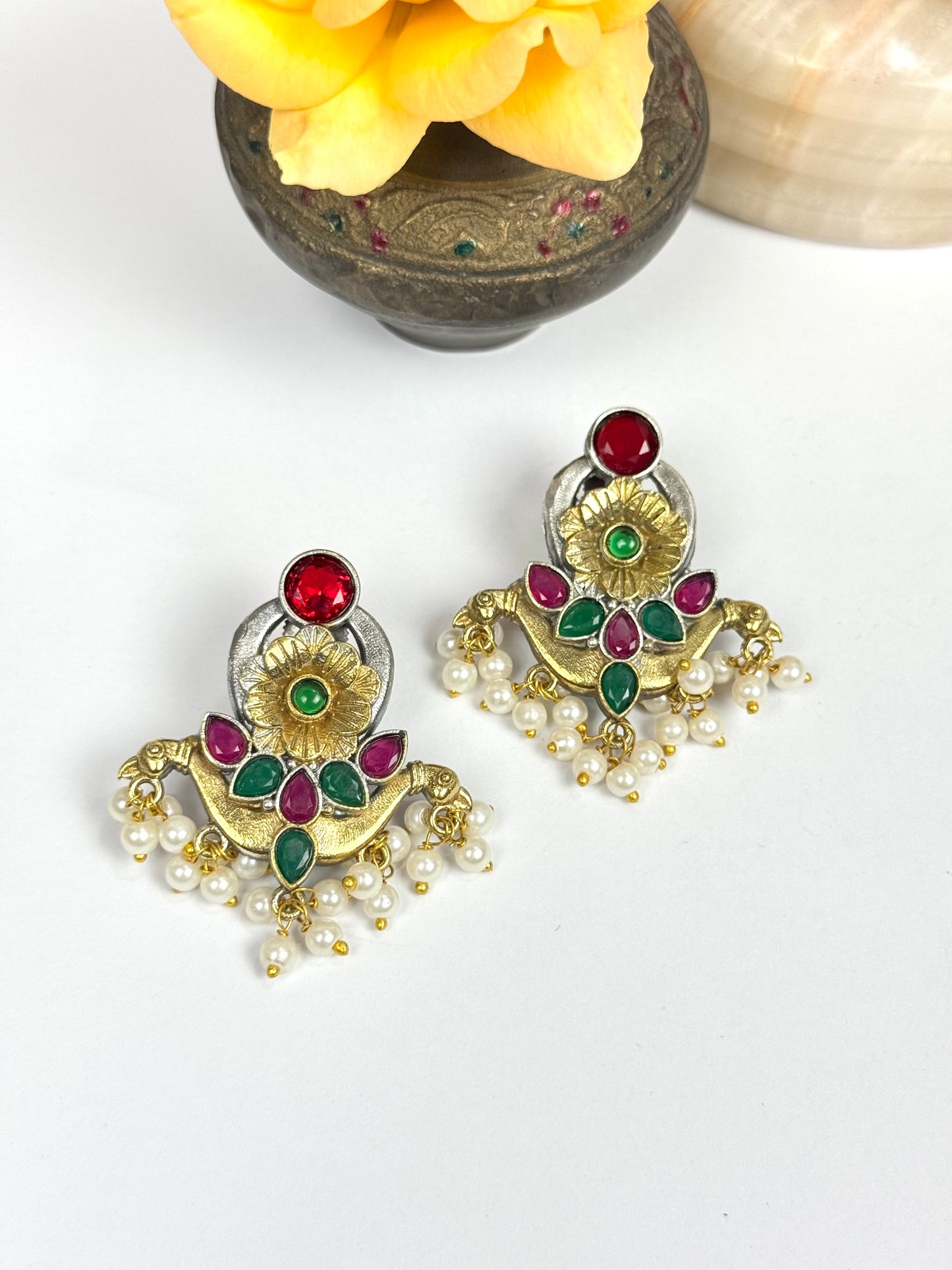 Premium Brass Made Oxidised Earrings